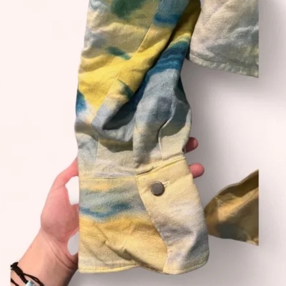 Adrienne Landau Blue Yellow Watercolor Wide Leg Pant Set NWOT Size S Resort - Picture 15 of 15